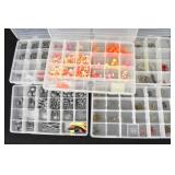 (5) Plastic Organizers Loaded w/ Fishing Supplies