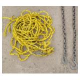 26 ft  High Test Steel Tow Chain & 3/8' Nylon Rope