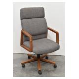 Padded Executive Office Chair with Wood Arms