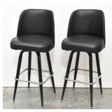 Set of 2 Black Vinyl Bistro / Bar Chairs 30' tall