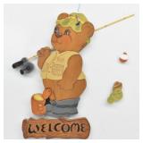 Fisher Bear Welcome Wood Wall Hanging