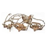 (4) Rusty Victor Coil Spring Foothold Traps