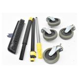(4) 4' Swivel Caster Wheels & Floor Scrub Brush