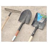 Garden Rake, Digging Shovel & Scoop Shovel