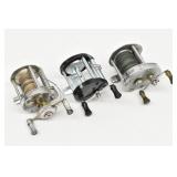 (3) Fishing Reels Vintage Metal Bait Casting...