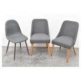 (3) Modern Upholstered Gray Dining Chairs 2 Styles