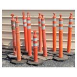 (10) Orange Traffic Delineator Posts w/ Bases