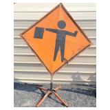 Flagger Construction Warning Sign