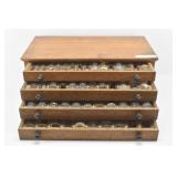 Antique Wooden Cabinet w/Vintage Watch Crystals
