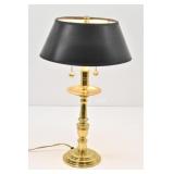 Brass Candlestick Bouillotte Lamp w/ Black Shade