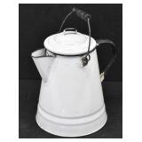 Vintage White Enamelware Coffee Pot