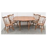 (5pc) Wooden Dining Set, Drop-Leaf Table...