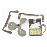 (2) Drawknifes, Boat Prop, Vintage Match Book,