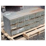 18 Drawer Steel Parts Cabinet & Contents