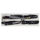 (3) Survival Hunting Knives, 2-Leather Sheaths