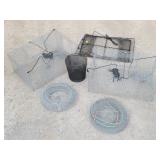 Lot of: Fishing Traps, Collapsible Wire Fish...