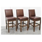 (3) Swivel Leather Bar Chairs / Stools Sturdy