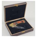 Folding Collector Pocket Knife Eagles w/ Wood Box