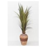 Faux Ornamental Grass in Decorative Pottery Vase