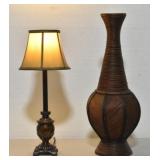 MCM Pencil Reed Rattan Floor Vase & Table Lamp