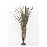 Unique Tall Faux Grass in Metal Vase 54" T