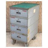 Gray Metal 4-Drawer Rolling Tool / Parts Cabinet