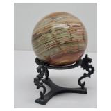 Polished Multi-Color Onyx Sphere w/Stand Beautiful