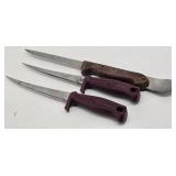 (3) Sharp Fillet Knives: Frosts Sweden S-9152...