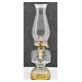 Vintage Amber Base Glass Oil Lamp