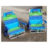 (2)  Reclining, Folding Beach Chairs