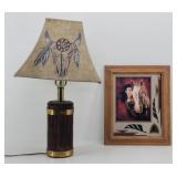 Western Rustic Table Lamp Hand Painted Shade...