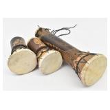 (3) Bamboo Hand Carved Drums