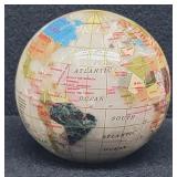 Gemstone & Brass Globe Paperweight 4" T
