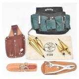 Klein Tools w/ Leather Sheaths, (4) Plumb Bob