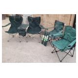 (3) Folding Camp Chairs & 3-Three Leg Folding