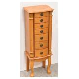 Classic Floor-Standing Jewelry Armoire Warm Oak
