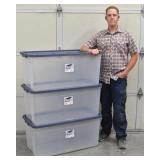 (3) Sterlite 200 Qt Stacker Box Totes w/ Lids NEW