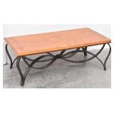 Wood & Metal Coffee Table Curved Metal Base
