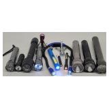 (13) Flashlights: Mag-Lites, Vekkia Neck Light...