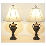 Pair of Dark Urn Style Accent Table Lamps