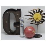 Sun Face Candle Holder, Floating Hourglass- Blue