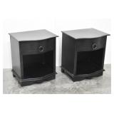 (2) Black Baroque Curved METAL Open Nightstands