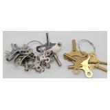 Brass & Nickel-Plated Clock Winding Keys