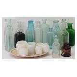 Assorted Antique  Apothecary Aqua / Green Glass...