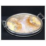 Antique Butterfly Wings Round Silver Serving Tray