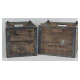 (2) Wood & Metal Milk Crates: Winter