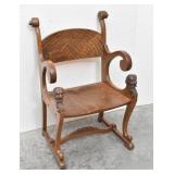 Antique Carved Oak Arm Chair Renaissance Style