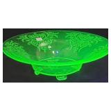 Uranium Depression Glass Footed Bowl
