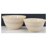 (2) McCoy Pink & Blue Striped Mixing Bowls...