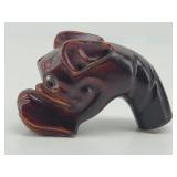 Carved Wood Bulldog Head Walking Stick Handle